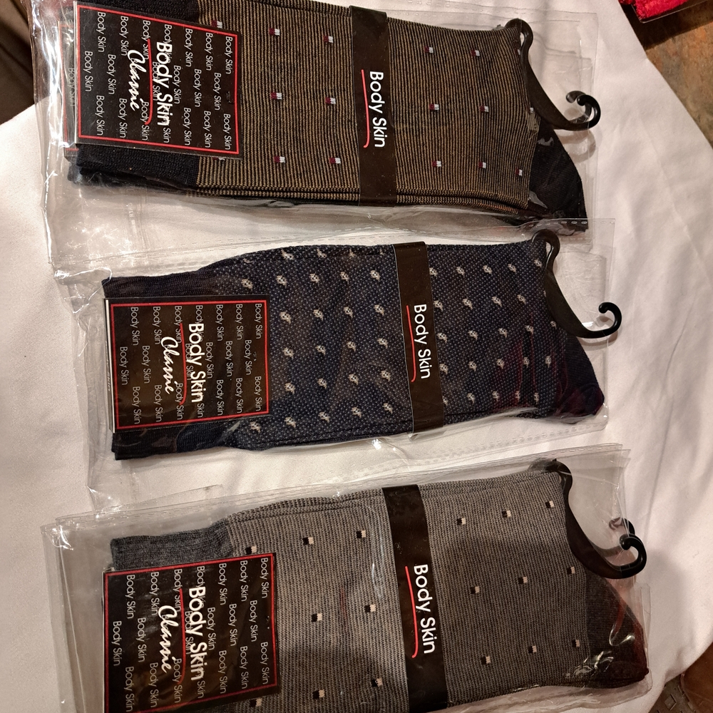 Mi Men's Dress Socks - Black, Gray, Blue with Pattern